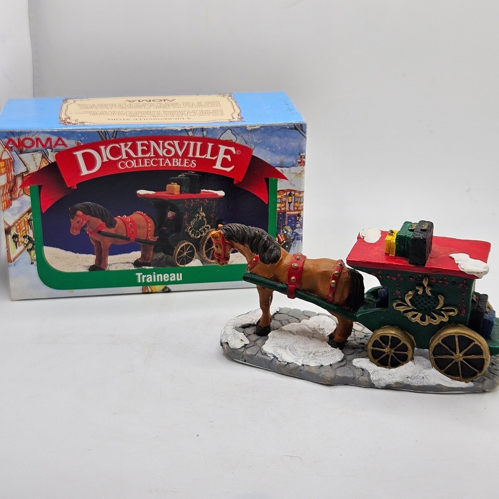 VTG NOMA Dickensville Collectibles Traineau Horse Wagon Cart Village